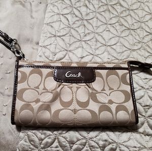Coach Brown/Cream Wristlet